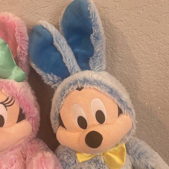 Disney Store Mickey & Minnie Mouse Bunny Easter 2021 Soft Plush Lot Set Of 2 - Picture 6 of 12
